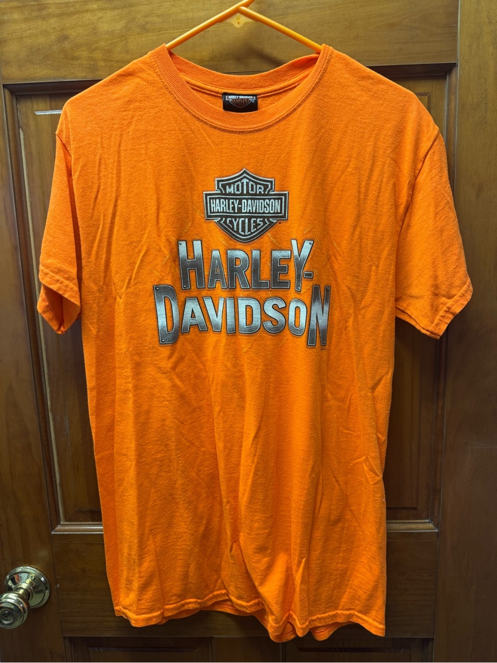 Harley-Davidson Bright Orange Logo Short Sleeve Tee